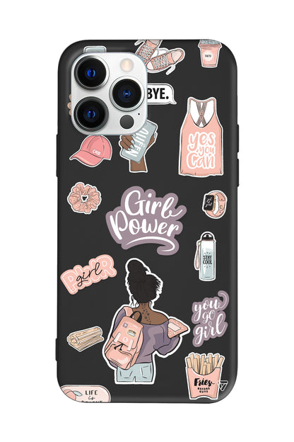 Girl Power Lansman Model İçi Kadife Silikon Telefon Kılıfı