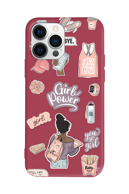 Girl Power Lansman Model İçi Kadife Silikon Telefon Kılıfı