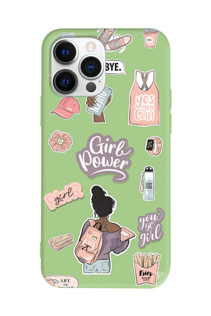 Girl Power Lansman Model İçi Kadife Silikon Telefon Kılıfı