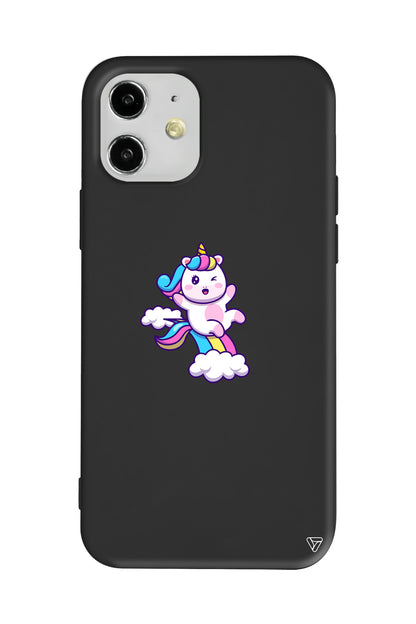 Colorful Unicorn Lansman Model İçi Kadife Silikon Telefon Kılıfı