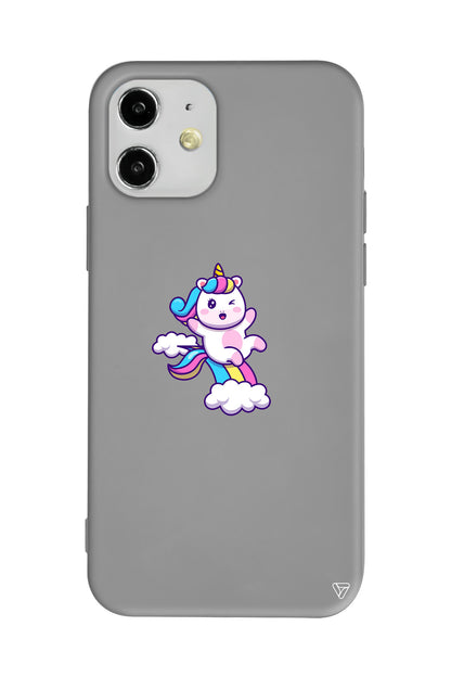 Colorful Unicorn Lansman Model İçi Kadife Silikon Telefon Kılıfı