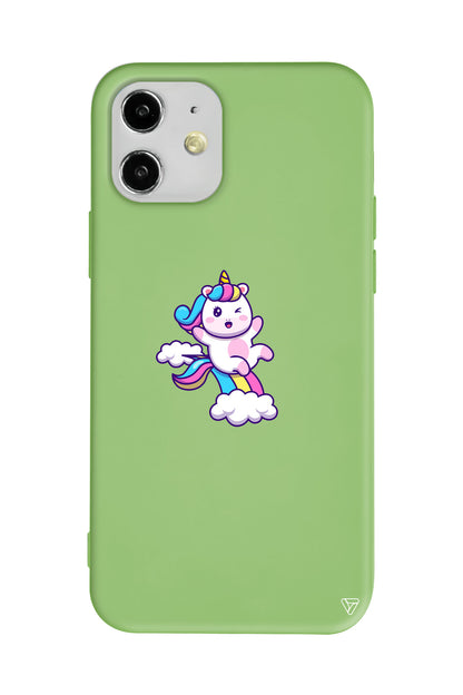 Colorful Unicorn Lansman Model İçi Kadife Silikon Telefon Kılıfı