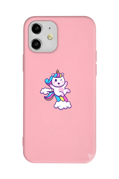 Colorful Unicorn Lansman Model İçi Kadife Silikon Telefon Kılıfı