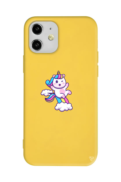 Colorful Unicorn Lansman Model İçi Kadife Silikon Telefon Kılıfı