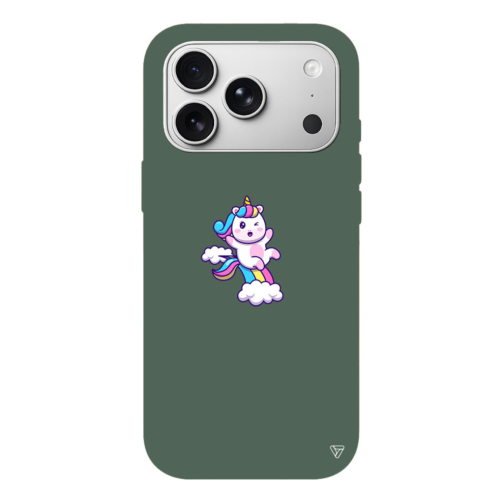 Colorful Unicorn Lansman Model İçi Kadife Silikon Telefon Kılıfı