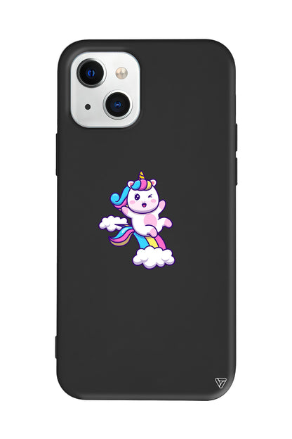 Colorful Unicorn Lansman Model İçi Kadife Silikon Telefon Kılıfı