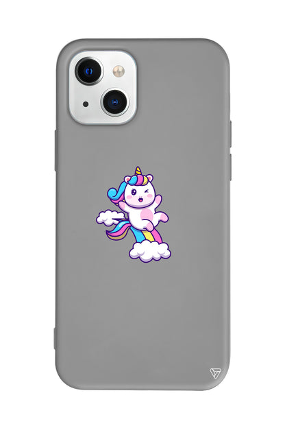 Colorful Unicorn Lansman Model İçi Kadife Silikon Telefon Kılıfı