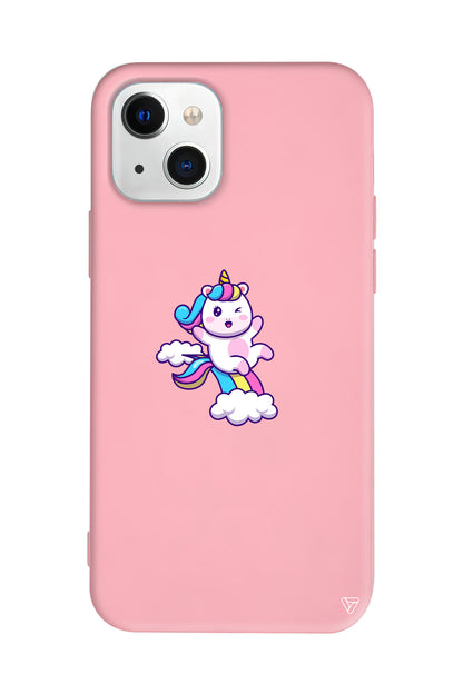 Colorful Unicorn Lansman Model İçi Kadife Silikon Telefon Kılıfı