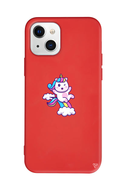 Colorful Unicorn Lansman Model İçi Kadife Silikon Telefon Kılıfı – Plus Serisine Özel