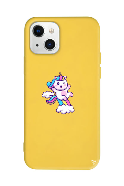 Colorful Unicorn Lansman Model İçi Kadife Silikon Telefon Kılıfı – Plus Serisine Özel