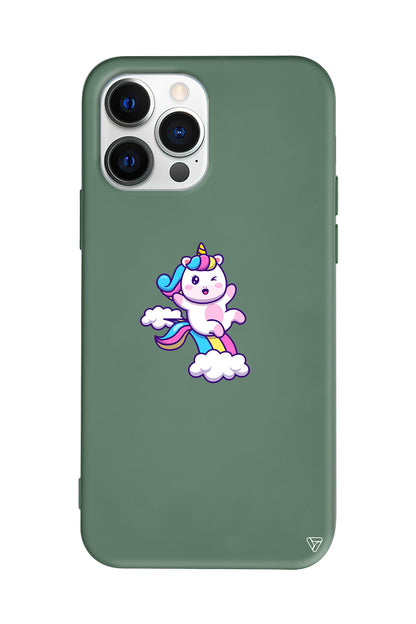 Colorful Unicorn Lansman Model İçi Kadife Silikon Telefon Kılıfı