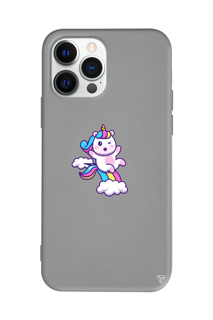 Colorful Unicorn Lansman Model İçi Kadife Silikon Telefon Kılıfı