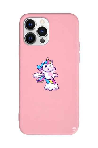 Colorful Unicorn Lansman Model İçi Kadife Silikon Telefon Kılıfı