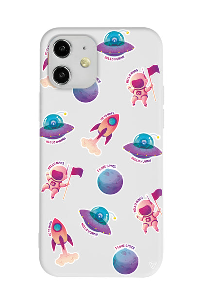 Minik Astronot Lansman Model İçi Kadife Silikon Telefon Kılıfı