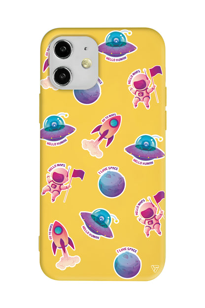 Minik Astronot Lansman Model İçi Kadife Silikon Telefon Kılıfı