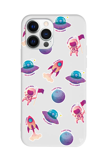 Minik Astronot Lansman Model İçi Kadife Silikon Telefon Kılıfı