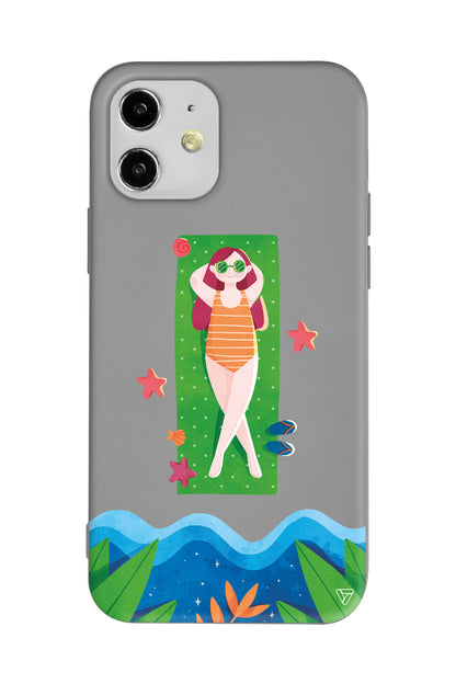 Plajda Uzanmak Lansman Model İçi Kadife Silikon Telefon Kılıfı