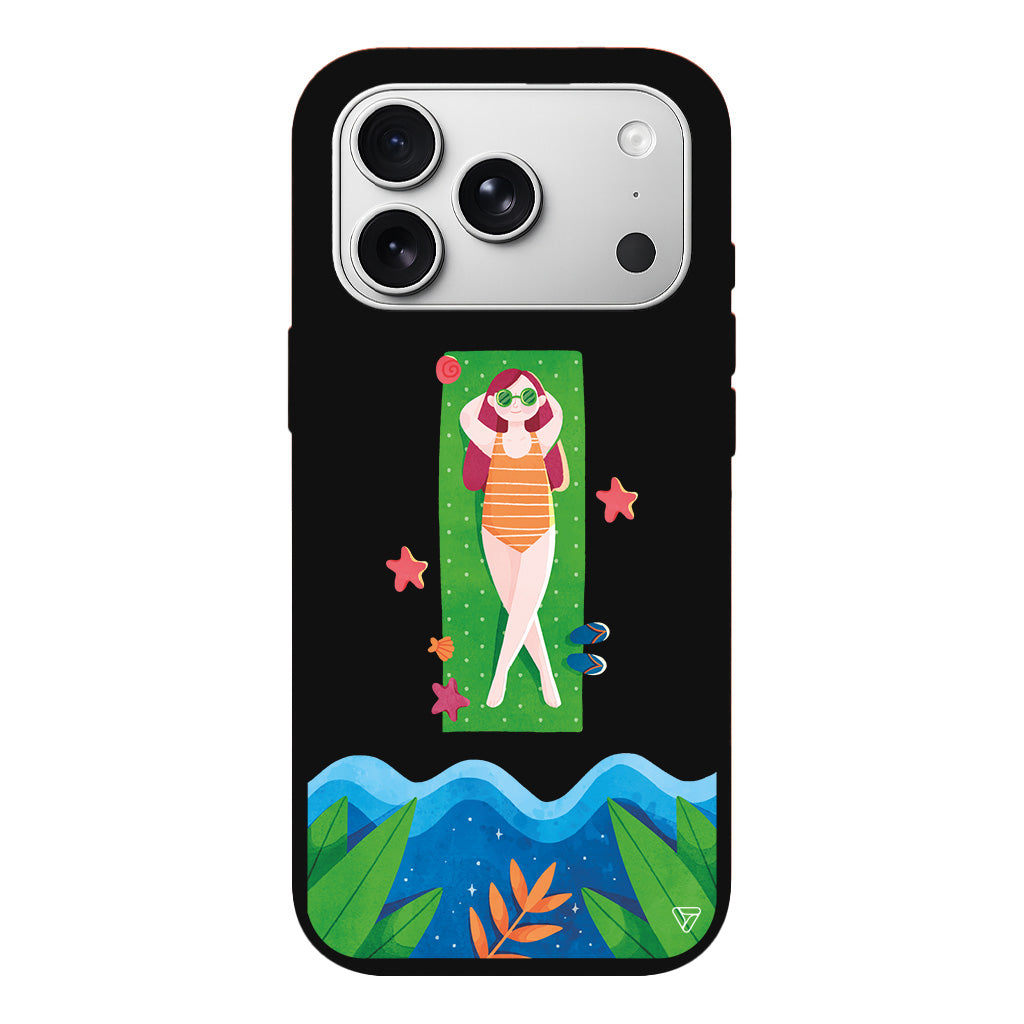 Plajda Uzanmak Lansman Model İçi Kadife Silikon Telefon Kılıfı