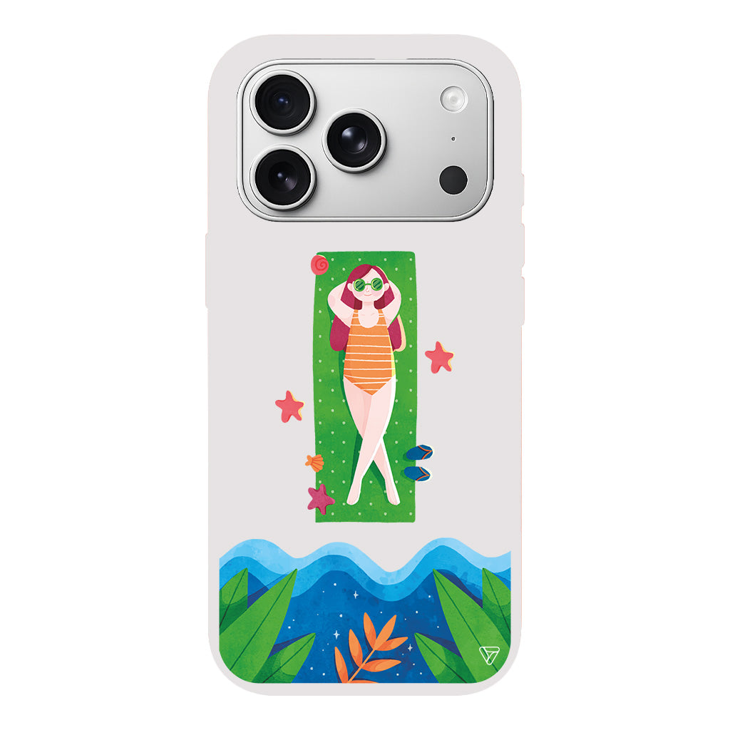 Plajda Uzanmak Lansman Model İçi Kadife Silikon Telefon Kılıfı