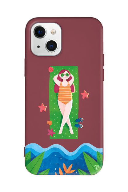 Plajda Uzanmak Lansman Model İçi Kadife Silikon Telefon Kılıfı