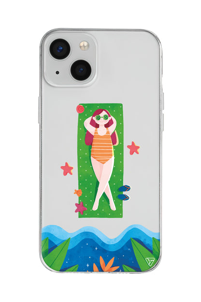 Plajda Uzanmak Lansman Model İçi Kadife Silikon Telefon Kılıfı