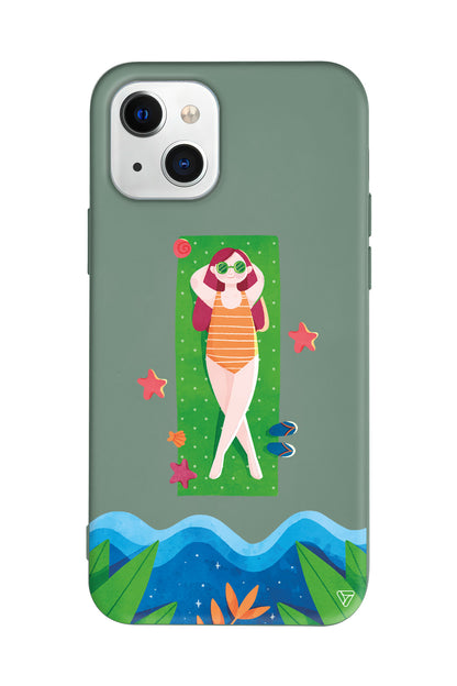 Plajda Uzanmak Lansman Model İçi Kadife Silikon Telefon Kılıfı