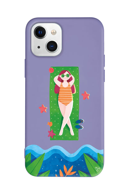 Plajda Uzanmak Lansman Model İçi Kadife Silikon Telefon Kılıfı