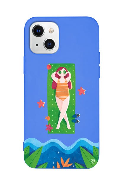 Plajda Uzanmak Lansman Model İçi Kadife Silikon Telefon Kılıfı