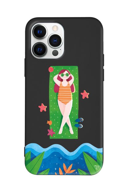 Plajda Uzanmak Lansman Model İçi Kadife Silikon Telefon Kılıfı