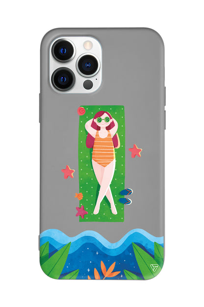 Plajda Uzanmak Lansman Model İçi Kadife Silikon Telefon Kılıfı