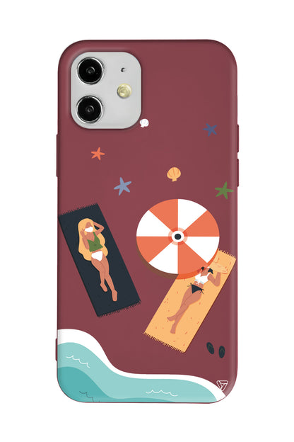 Plaj Keyfi Lansman Model İçi Kadife Silikon Telefon Kılıfı