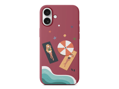 Plaj Keyfi Lansman Model İçi Kadife Silikon Telefon Kılıfı