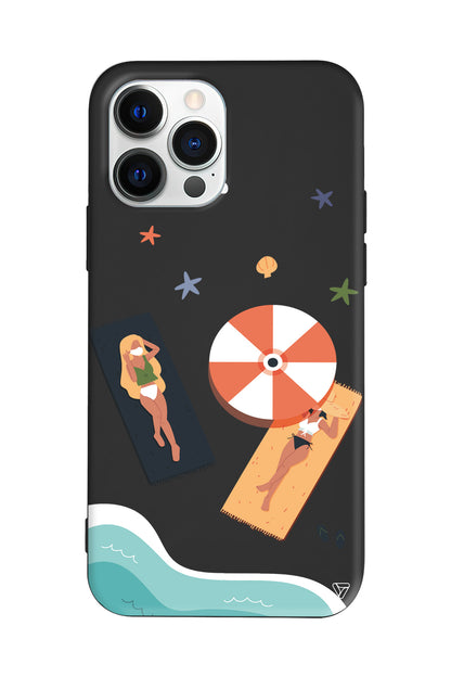 Plaj Keyfi Lansman Model İçi Kadife Silikon Telefon Kılıfı