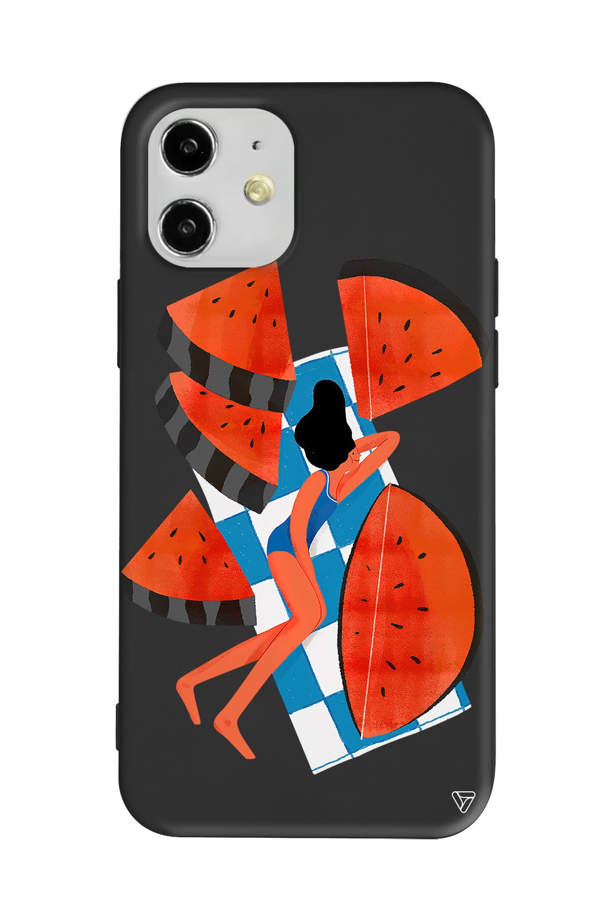 Karpuz Dilimleri ve Kız Lansman Model İçi Kadife Silikon Telefon Kılıfı