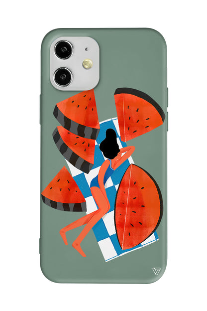 Karpuz Dilimleri ve Kız Lansman Model İçi Kadife Silikon Telefon Kılıfı
