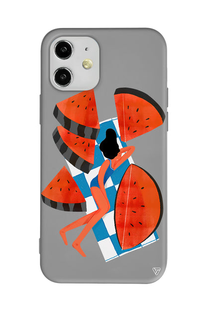 Karpuz Dilimleri ve Kız Lansman Model İçi Kadife Silikon Telefon Kılıfı