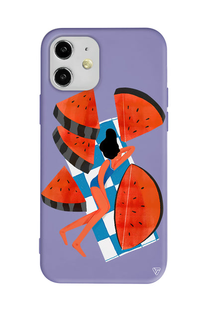 Karpuz Dilimleri ve Kız Lansman Model İçi Kadife Silikon Telefon Kılıfı
