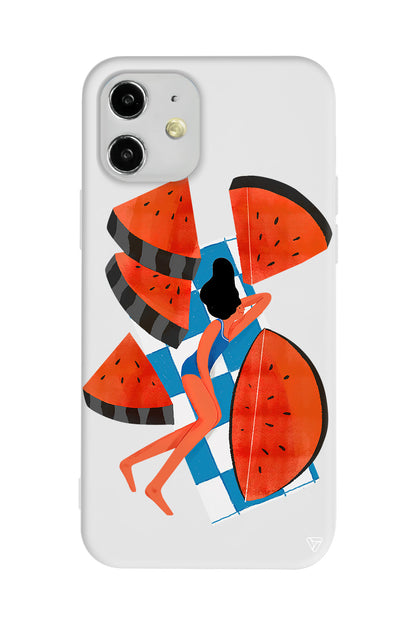 Karpuz Dilimleri ve Kız Lansman Model İçi Kadife Silikon Telefon Kılıfı
