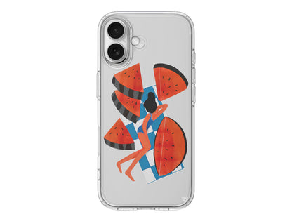 Karpuz Dilimleri ve Kız Lansman Model İçi Kadife Silikon Telefon Kılıfı – Plus Serisine Özel