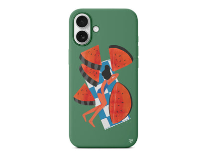 Karpuz Dilimleri ve Kız Lansman Model İçi Kadife Silikon Telefon Kılıfı