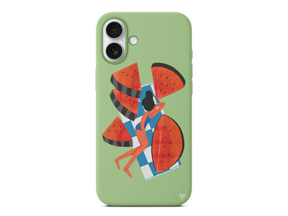 Karpuz Dilimleri ve Kız Lansman Model İçi Kadife Silikon Telefon Kılıfı – Plus Serisine Özel