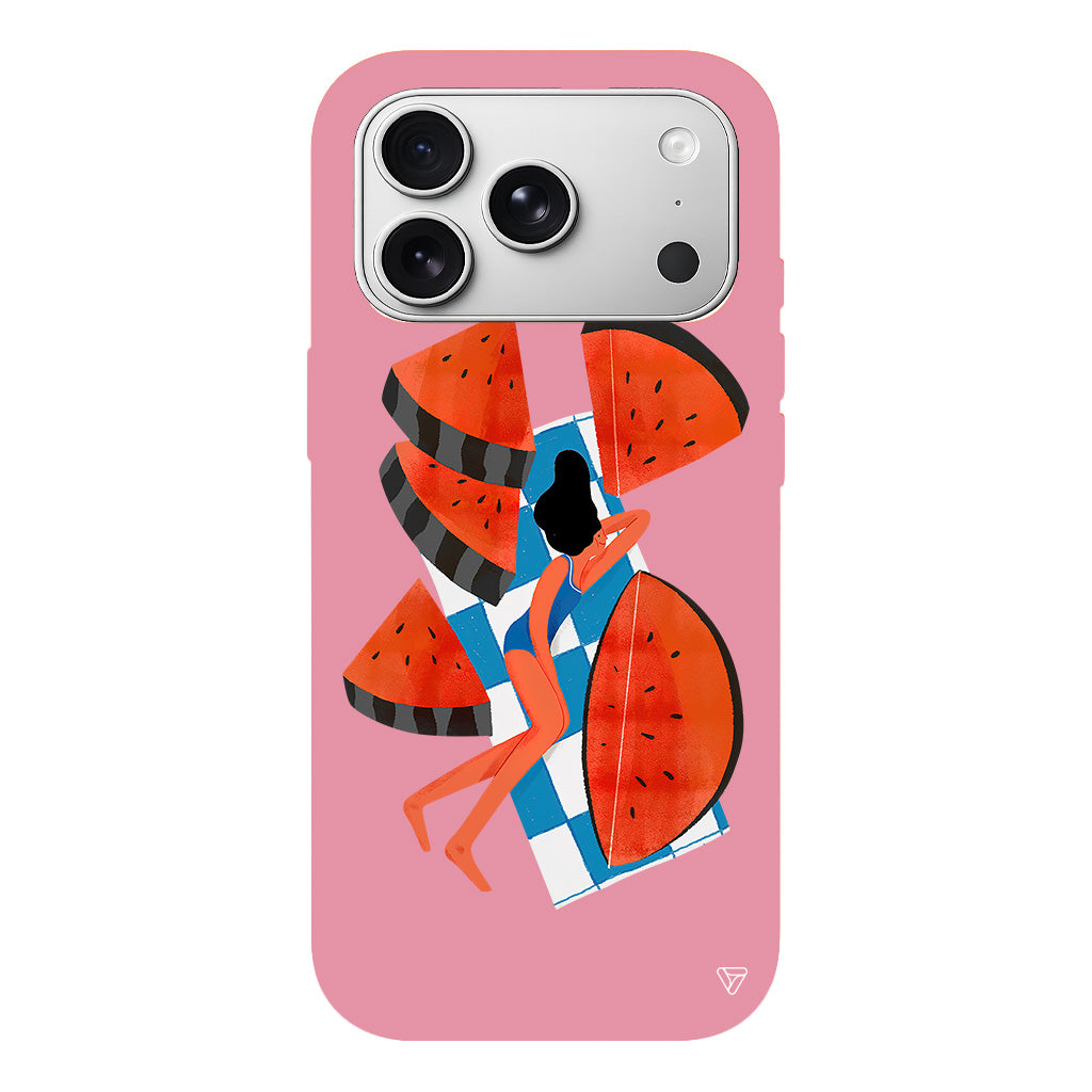 Karpuz Dilimleri ve Kız Lansman Model İçi Kadife Silikon Telefon Kılıfı