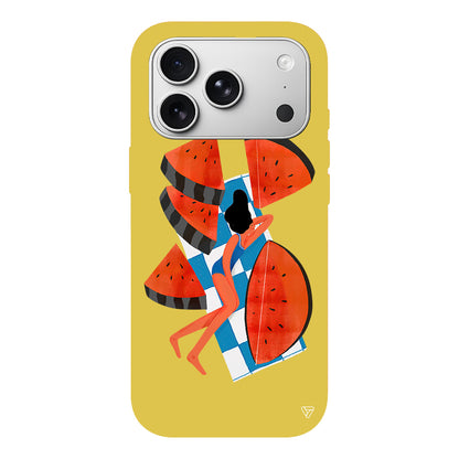 Karpuz Dilimleri ve Kız Lansman Model İçi Kadife Silikon Telefon Kılıfı