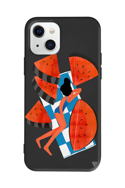 Karpuz Dilimleri ve Kız Lansman Model İçi Kadife Silikon Telefon Kılıfı – Plus Serisine Özel