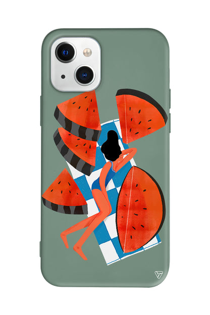 Karpuz Dilimleri ve Kız Lansman Model İçi Kadife Silikon Telefon Kılıfı – Plus Serisine Özel
