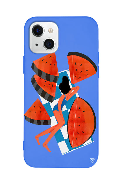 Karpuz Dilimleri ve Kız Lansman Model İçi Kadife Silikon Telefon Kılıfı