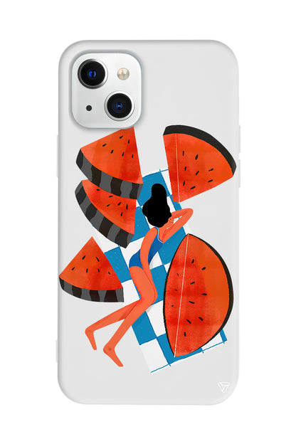 Karpuz Dilimleri ve Kız Lansman Model İçi Kadife Silikon Telefon Kılıfı – Plus Serisine Özel