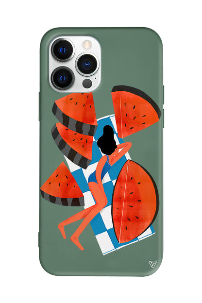 Karpuz Dilimleri ve Kız Lansman Model İçi Kadife Silikon Telefon Kılıfı