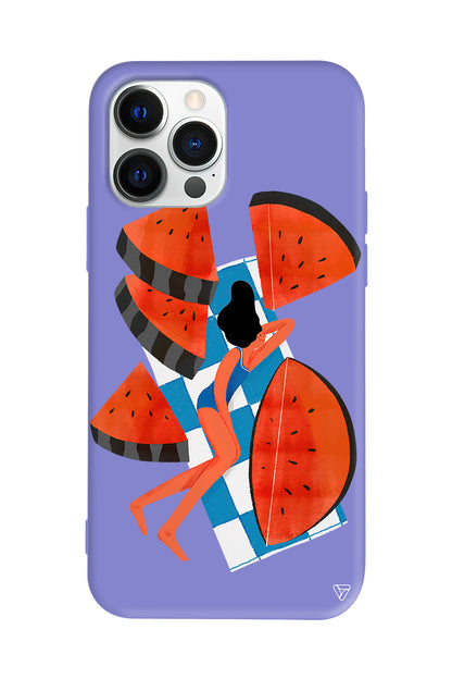 Karpuz Dilimleri ve Kız Lansman Model İçi Kadife Silikon Telefon Kılıfı