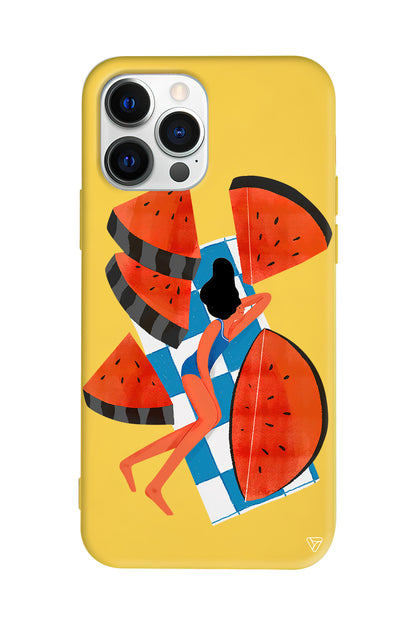 Karpuz Dilimleri ve Kız Lansman Model İçi Kadife Silikon Telefon Kılıfı